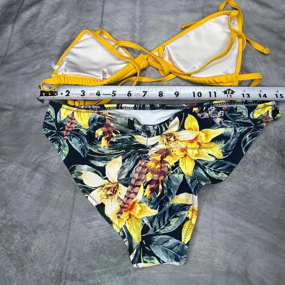 Bikini Lot 4 Tops 2 Bottoms Women Med Cupshe Old Navy Mossimo Yellow Green White